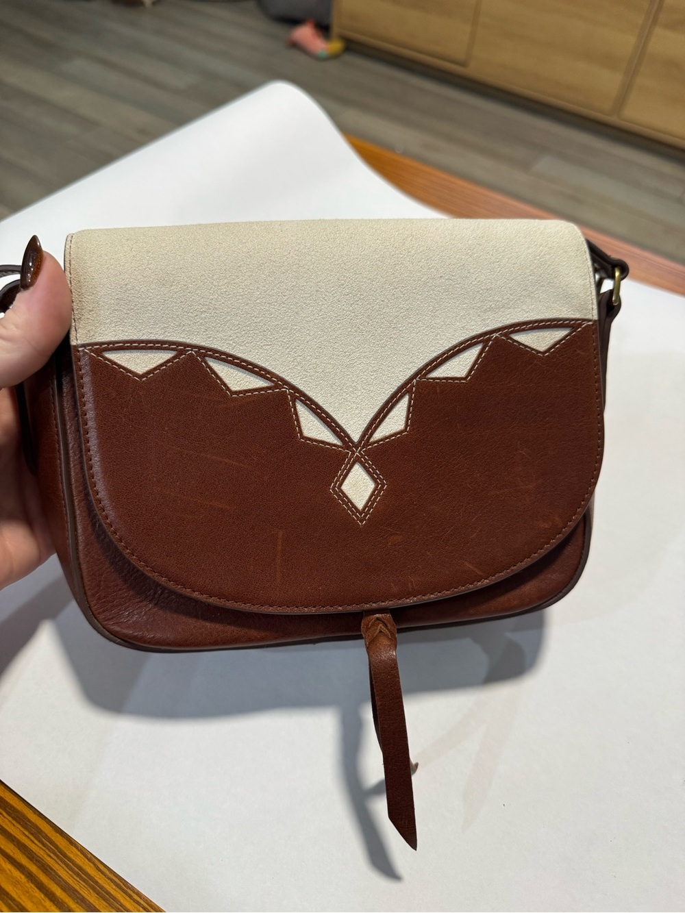 Tecovas Women’s Two-Tone Saddle Crossbody Bag - Brown & Cream